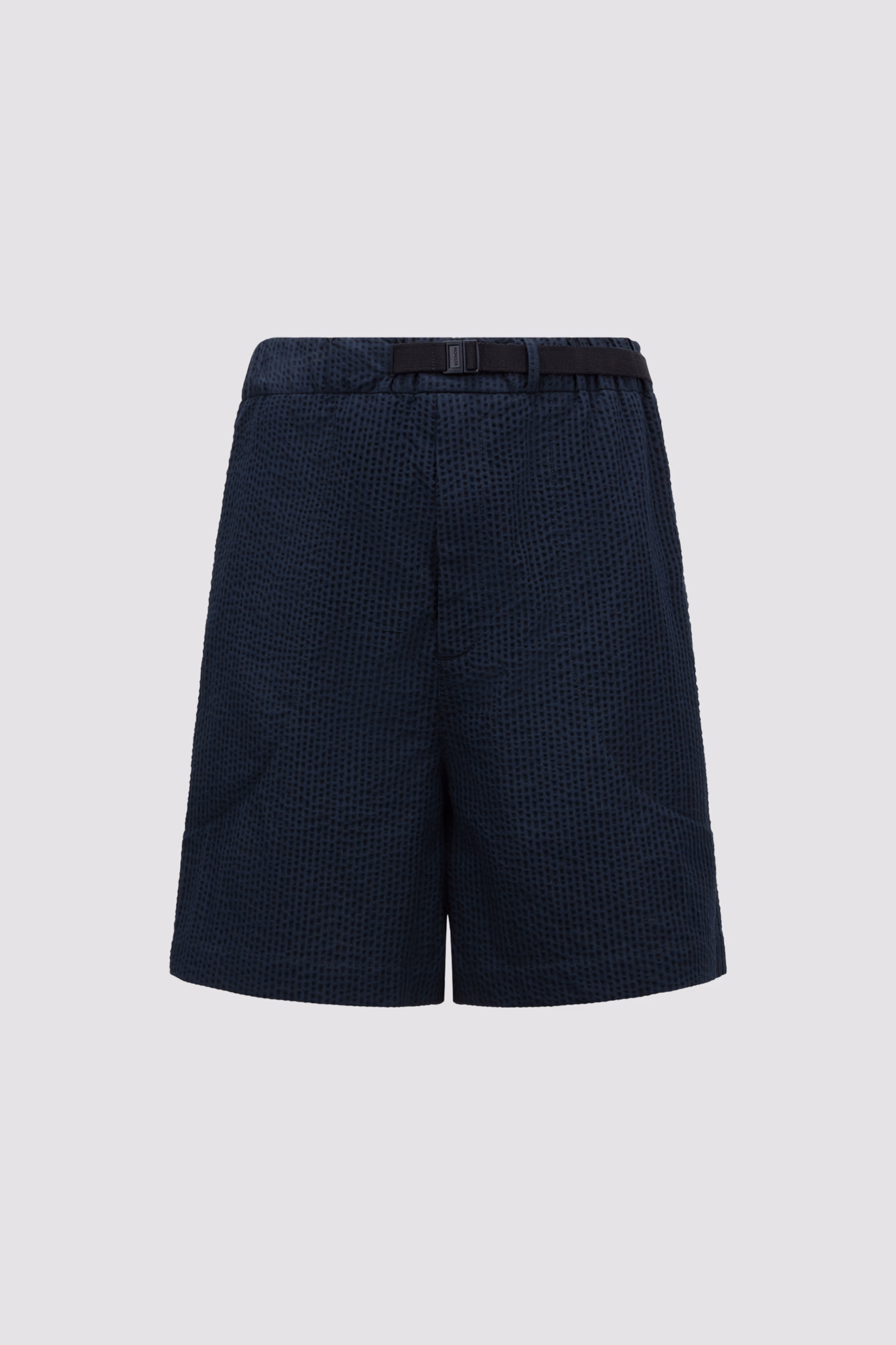 Belted Seersucker Shorts Men Dark Blue Moncler 2